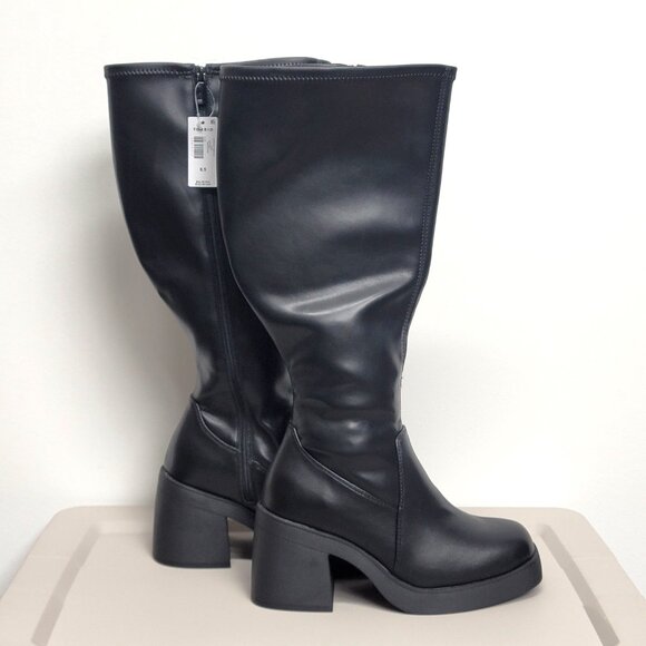 NWT Torrid Wide Calf Black Platform Stretch Knee Boots 8.5 WW 8.5WW - Picture 8 of 11